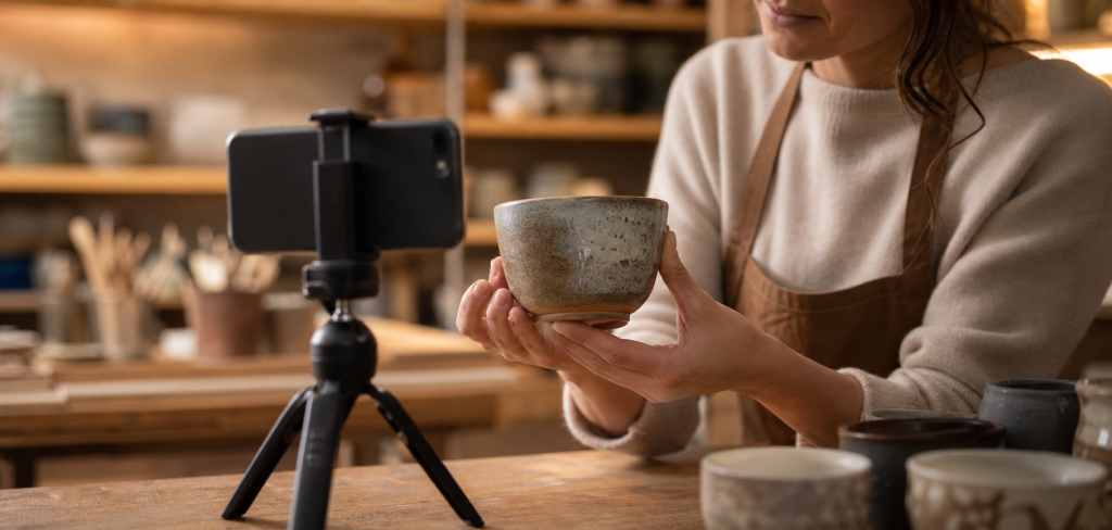 Una persona fotografa un prodotto per venderlo online